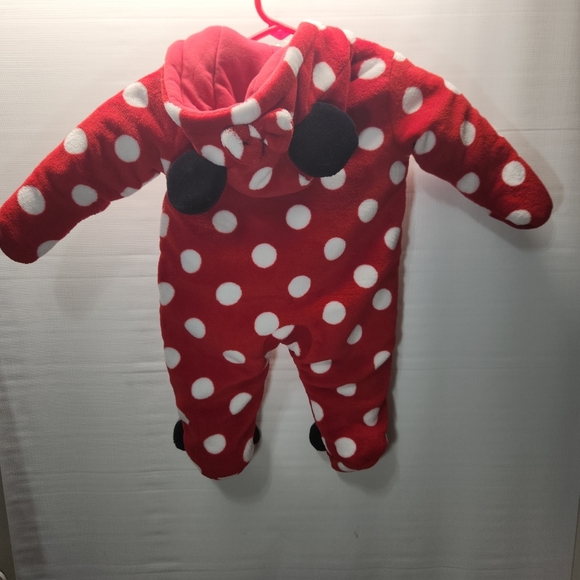 Disney Parks Minnie Mouse Red White Polka Dot Fleece Bunting Size 6 Months - Picture 4 of 5
